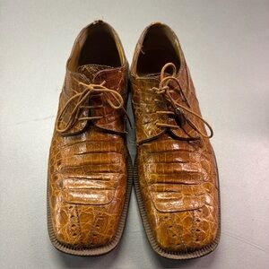 David Eden Men's Alligator Leather Dress Shoes Size 11 Brown